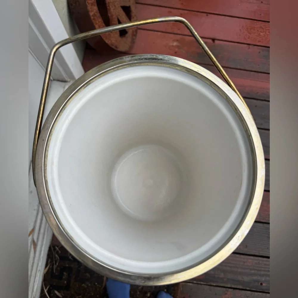 PLAS-TEX VINTAGE MID CENTURY MODERN ATOMIC BLACK ICE BUCKET BARWARE
